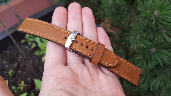 Brown bovine watch strap 20 mm