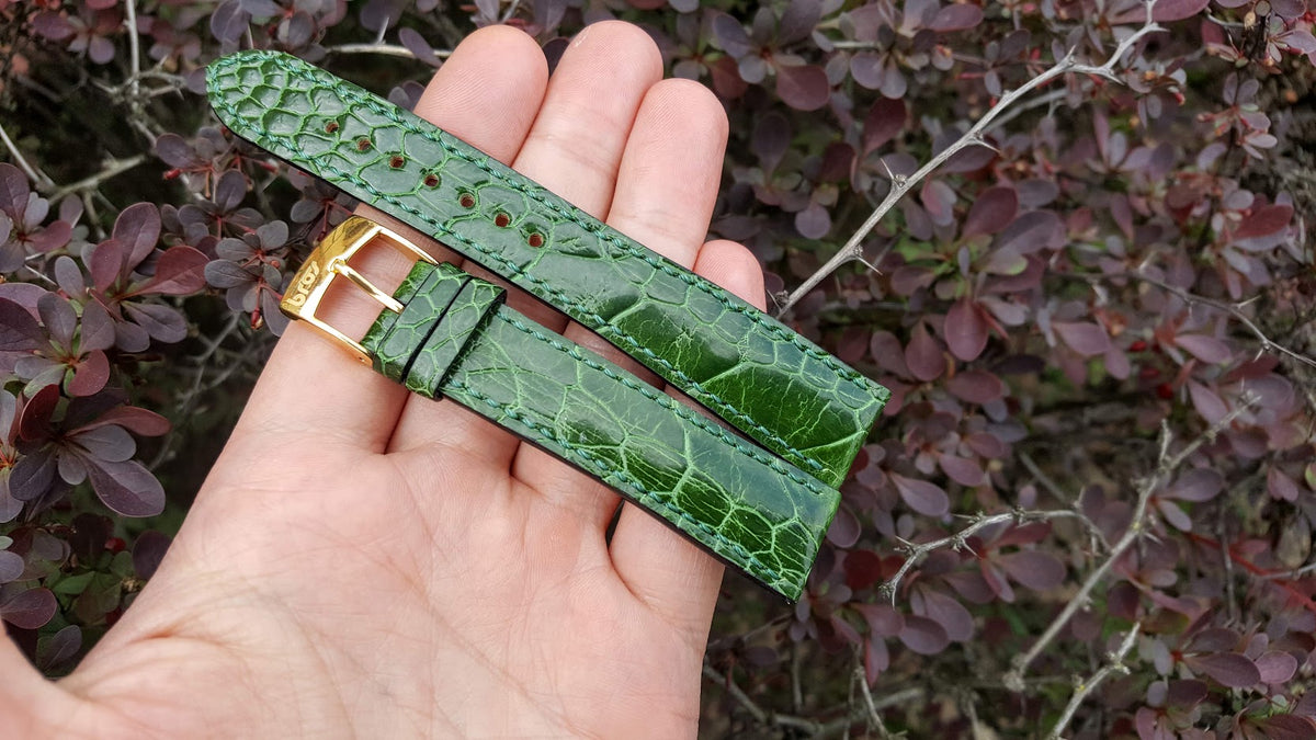 Green Camouflage Ostrich leather watch strap General style