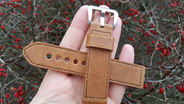 Brown bovine watch strap 22 mm